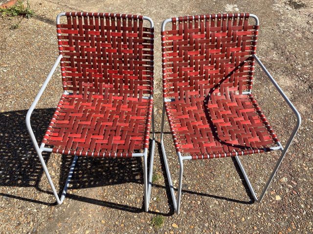 A pair of extra garden chairs for @maggiesinsouthampton designed by us and made in collaboration with the excellent @makingitout_cio 👨‍🏭 with waste fire hose textile from @hantsiowfireservice 🔥 to sit in the garden by @sarahpricelandscapes. Thank you @maggiescentres #wasteisaresource #gardenchair #design #furnituredesign #circulareconomy #chairdesign #chair #landscapefurniture #lwsjournal #localworksstudio #reuse #sustainabledesign #firehose